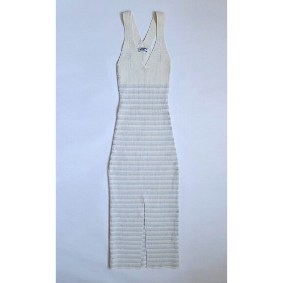 Opening Ceremony V-Neck Striped Split-front Ribbed-knit Body-con Midi Dress - XS - Picture 5 of 8